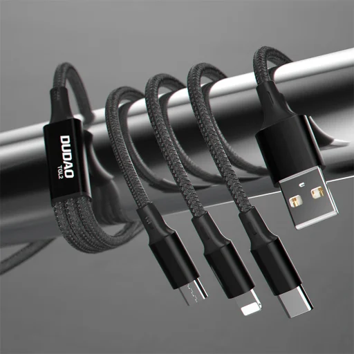 Dudao 3 az 1-ben kábel USB - USB Type C, micro USB, Lightning 6A 1,2 m - fekete (TGL2) - 2