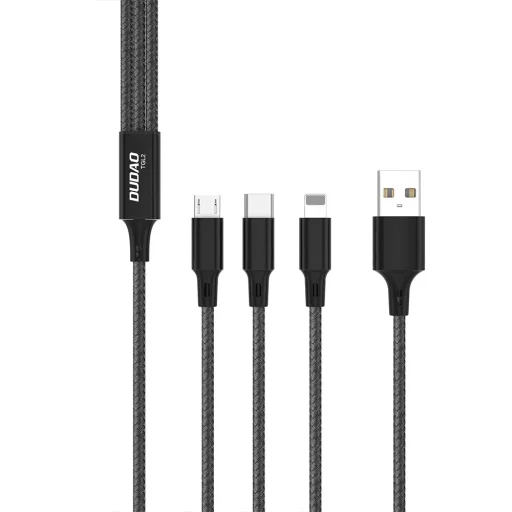 Dudao 3 az 1-ben kábel USB - USB Type C, micro USB, Lightning 6A 1,2 m - fekete (TGL2) - 1