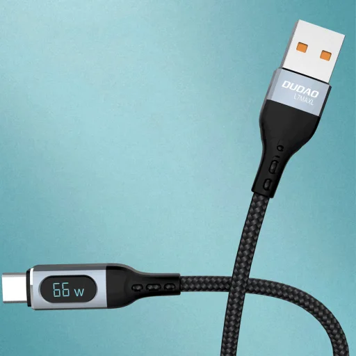 Dudao USB - USB Type C kábel gyorstöltés PD 66W 1m fekete (L7Max) - 5