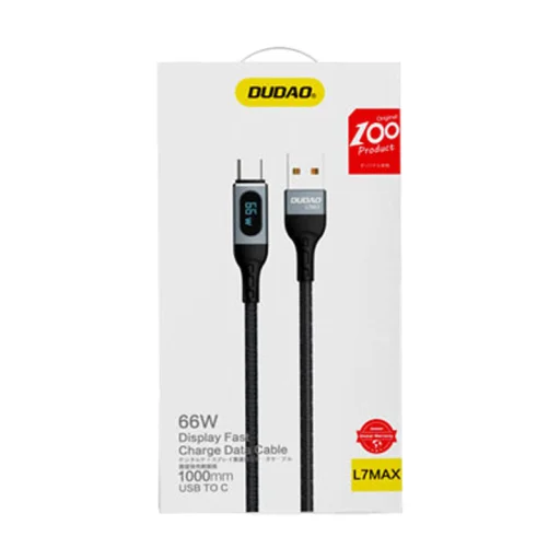 Dudao USB - USB Type C kábel gyorstöltés PD 66W 1m fekete (L7Max) - 2