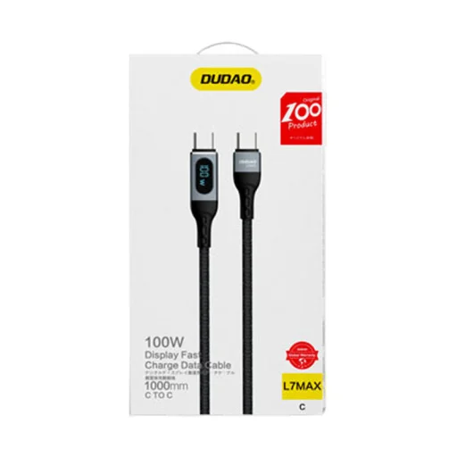 Dudao USB Type C - USB Type C kábel gyorstöltés PD 100W 1m fekete (L7MaxC) - 3