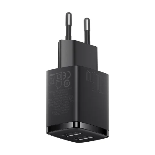 Baseus kompakt hálózati töltő adapter 2U 10,5W EU fekete - 7