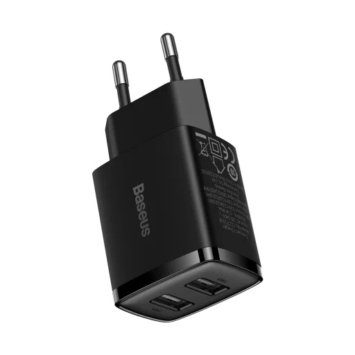 Baseus kompakt hálózati töltő adapter 2U 10,5W EU fekete - 9