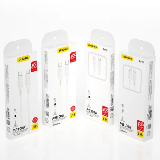 Dudao USB Type C kábel töltéshez és adatátvitelhez 100W PD 1m fehér (L5S_1M) - 8