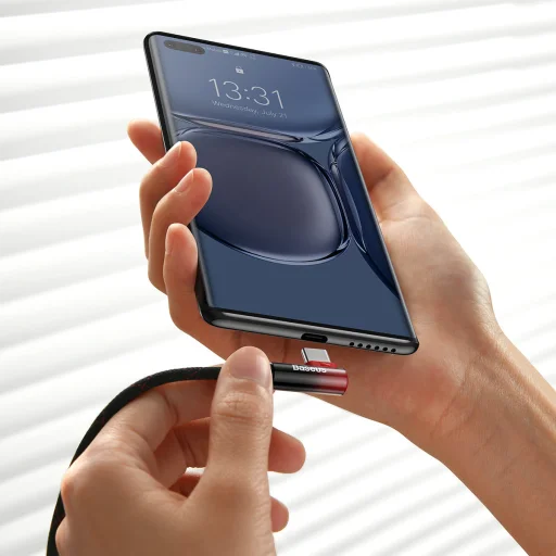 Baseus 90 fokban döntött USB Type C - USB Type-C kábel 2m 100W 5A piros MVP (CAVP000720) - 7