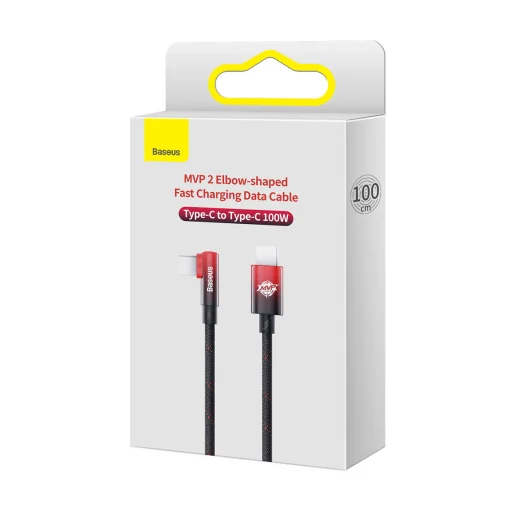 Baseus 90 fokban döntött USB Type C - USB Type-C kábel 2m 100W 5A piros MVP (CAVP000720) - 2