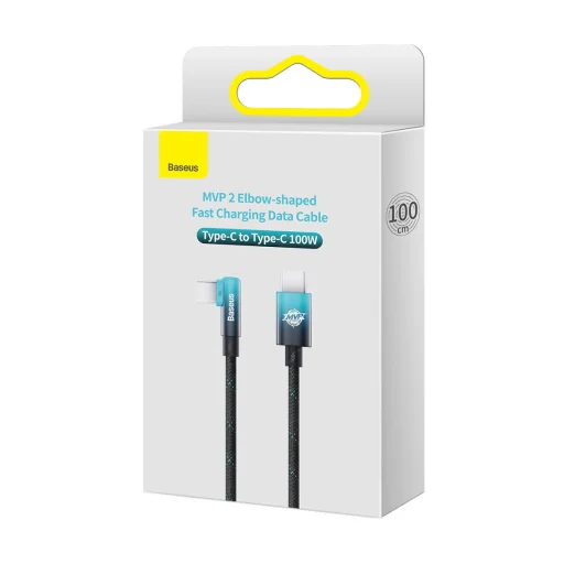 Baseus MVP 90 fokban döntött USB Type C - USB Type-C kábel 2m 100W 5A kék (CAVP000721) - 2