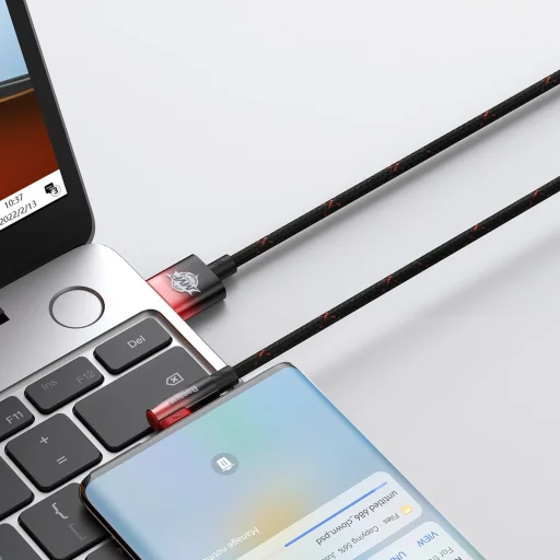 Baseus MVP 2 90 fokban döntött USB - USB Type-C kábel 1m 100W fekete-piros - 12