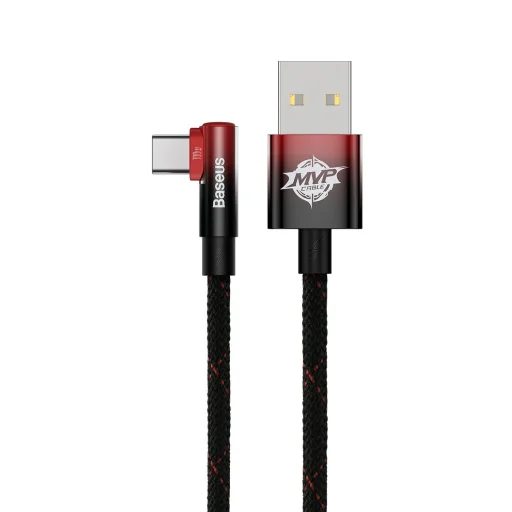 Baseus MVP 2 90 fokban döntött USB - USB Type-C kábel 1m 100W fekete-piros - 14