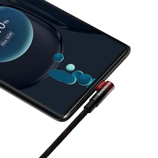 Baseus MVP 2 90 fokban döntött USB - USB Type-C kábel 1m 100W fekete-piros - 5