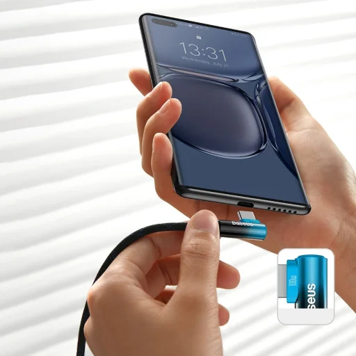 Baseus MVP 2 90 fokban döntött USB - USB Type-C kábel 1m 100W fekete-piros - 6