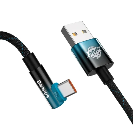 Baseus MVP 2 90 fokban döntött USB - USB Type-C kábel 2m 100W fekete-kék - 11
