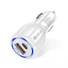Autós szivargyújtós töltő USB-A + USB Type-C, QC3.0 PD 36W, fehér thumbnail