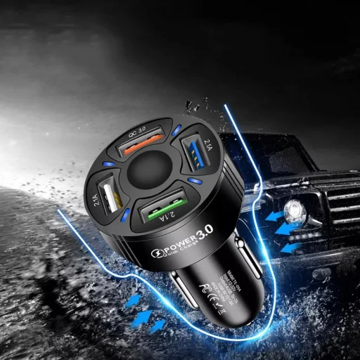 Autós szivargyújtós töltő 4x USB-A, QC3.0 35W, fehér - 3