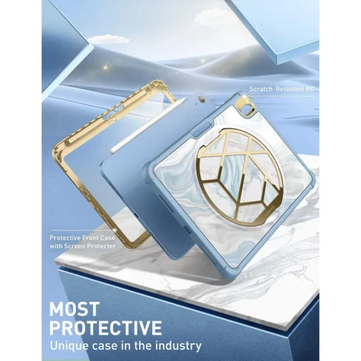  iPad 10.9 2022 / iPad 11 2025 Kék Supcase Cosmo márványmintás tok - 3