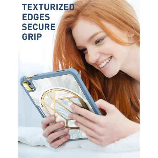  iPad 10.9 2022 / iPad 11 2025 Kék Supcase Cosmo márványmintás tok - 5