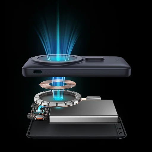 Baseus mágneses Power Bank MagSafe vezeték nélküli töltéssel 10000mAh 20W kék (PPCX000203) + USB Type C Baseus Xiaobai kábel 60W 0,5m - 3