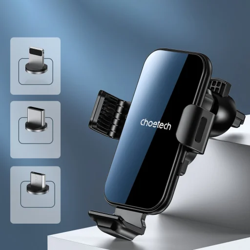 Choetech indukciós töltő tartóval + mágneses hegyek fekete (T201-F) - 4