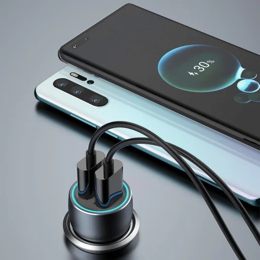 Dudao gyors autós töltő 2 x USB 3A 18W szürke (R4+) - 6