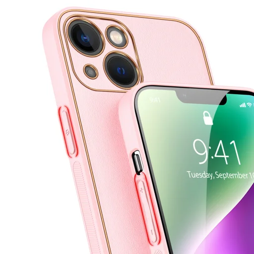 iPhone 14 Plus Dux Ducis Yolo TPU és PU bőr tok rózsaszín - 5