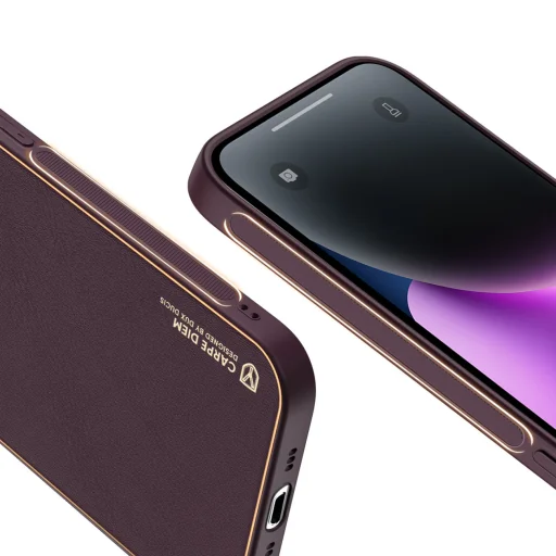 iPhone 14 Plus Dux Ducis Yolo TPU és PU bőr tok lila - 9