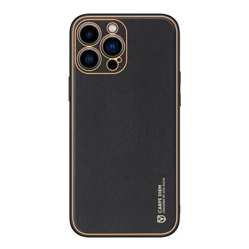 iPhone 14 Pro Max Dux Ducis Yolo TPU és PU bőr tok fekete - 11