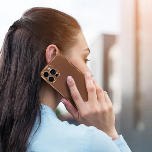 iPhone 14 Pro Dux Ducis Yolo TPU és PU bőr tok barna - 7