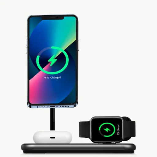 Choetech MFM MFi töltőállomás 3 az 1-ben iPhone 12/13/14/15, AirPods Pro, Apple Watch szürke (T589-F) - 3