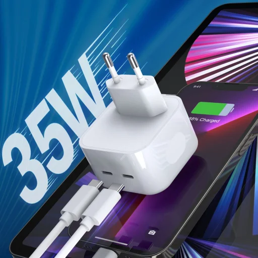 Choetech hálózati töltő adapter 35W 2xUSB-C PD fehér (Q5008) - 2