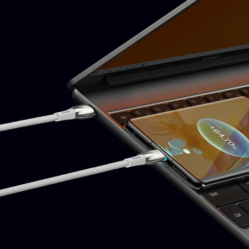 Baseus Glimmer kábel gyorstöltéssel USB-C 480Mb/s PD 100W 2m fehér - 6