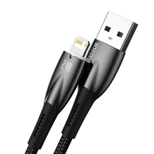 Baseus Glimmer kábel gyorstöltéssel USB-C - Lightning 480Mb/s 2,4A 2m fekete - 22