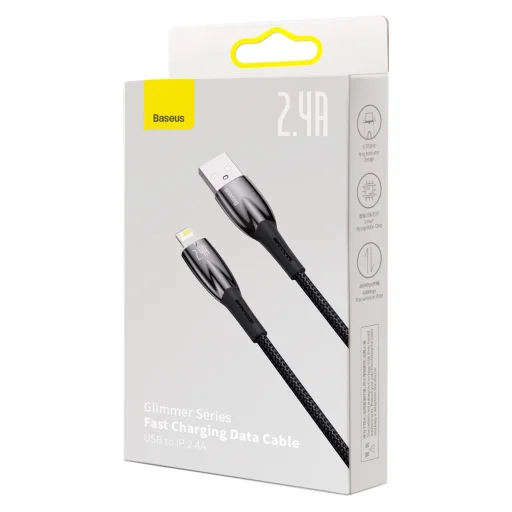 Baseus Glimmer kábel gyorstöltéssel USB-C - Lightning 480Mb/s 2,4A 2m fekete - 23