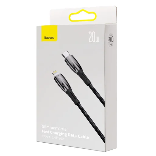 Baseus Glimmer kábel gyorstöltéssel USB-C - Lightning 480Mb/s PD 20W 2m fekete - 10