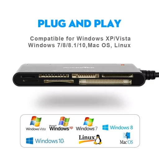 ROCKETEK 7 az 1-ben USB 3.0 kártyaolvasó CF/2x SD/microSD/XD/MS/M2 (RT-CR7) - 6