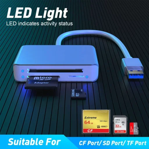 ROCKETEK USB 3.0 5Gbps memóriakártya olvasó CF / SD, microSD / TF (CR306-B) - 5