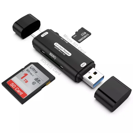 ROCKETEK multifunkciós USB-A, USB Type-C OTG kártyaolvasó SD/microSD (HX519) - 2