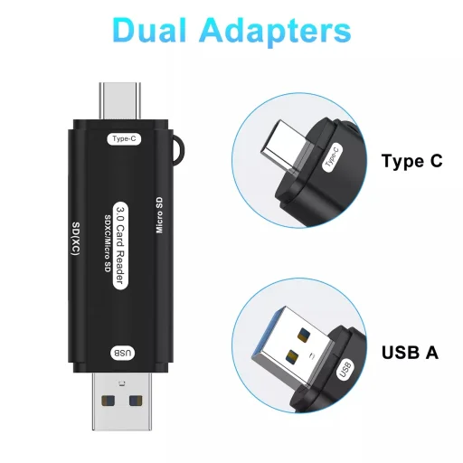ROCKETEK multifunkciós USB-A, USB Type-C OTG kártyaolvasó SD/microSD (HX519) - 4