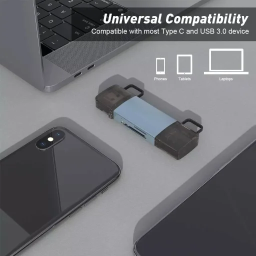 ROCKETEK USB-A, USB Type-C OTG kártyaolvasó SD/microSD (RT-OTG115) - 3