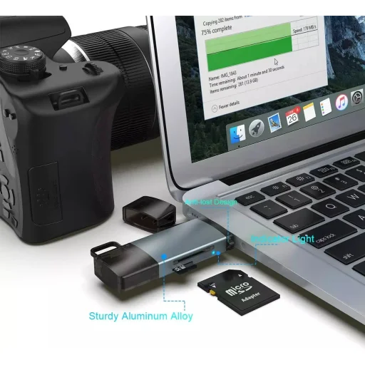 ROCKETEK USB-A, USB Type-C OTG kártyaolvasó SD/microSD (RT-OTG115) - 4