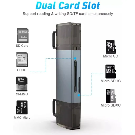 ROCKETEK USB-A, USB Type-C OTG kártyaolvasó SD/microSD (RT-OTG115) - 6