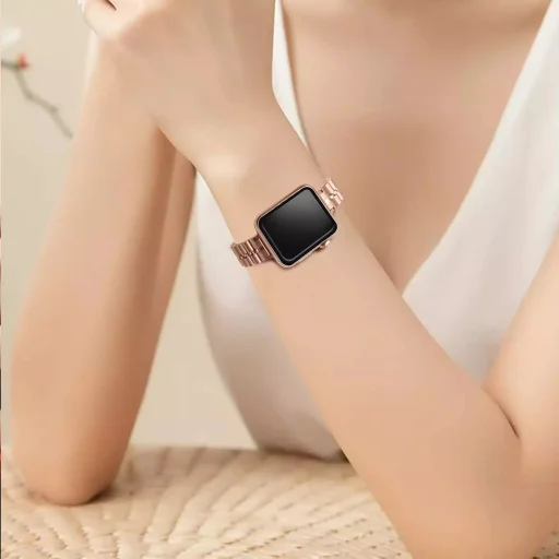 Apple Watch 4/5/6/7/8/9/SE (38/40/41mm) fém női óraszíj rose gold színű Alphajack - 3