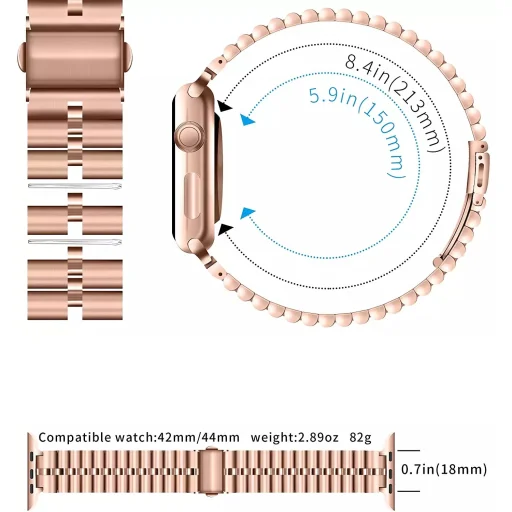 Apple Watch 4/5/6/7/8/SE/Ultra (42/44/45/49mm) fém női óraszíj fekete színű Alphajack - 3