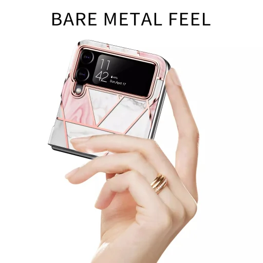 Samsung Galaxy Z Flip 4 márvány mintás TPU tok lila Alphajack - 2