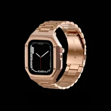Apple Watch 4/5/6/7/8/9/SE (38/40/41mm) fém óraszíj és tok készlet rosegold