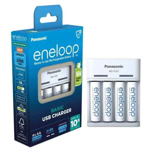 Panasonic Basic töltő USB + 4x AA Eneloop akkumulátor 2000 mAh - 1