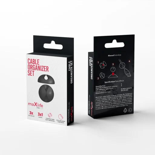 Maxlife Home Office kábelrendező készlet 3x1 lyukas fekete - 2
