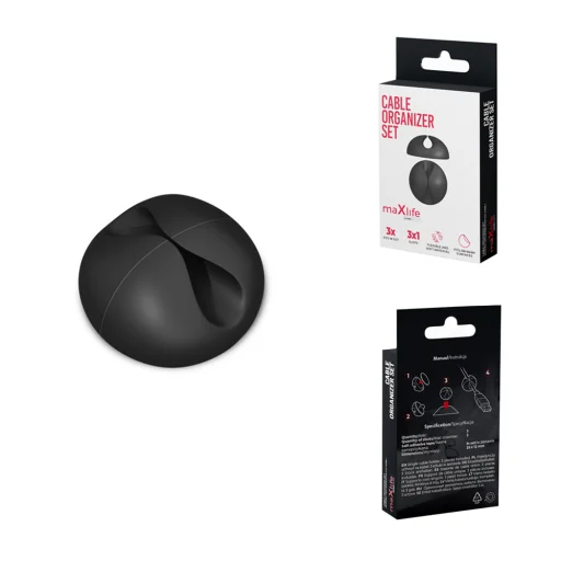 Maxlife Home Office kábelrendező készlet 3x1 lyukas fekete - 3