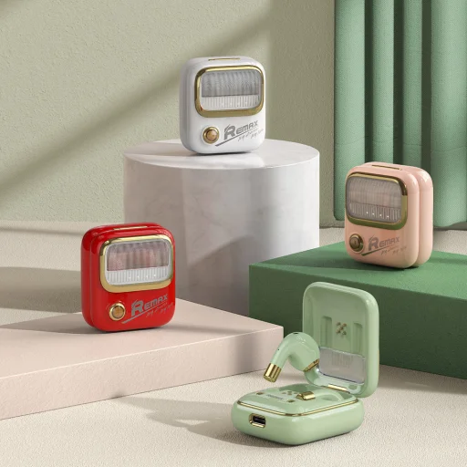 Remax Yosee Series vezeték nélküli bluetooth 5.0 TWS fülhallgató 450mAh piros - 3