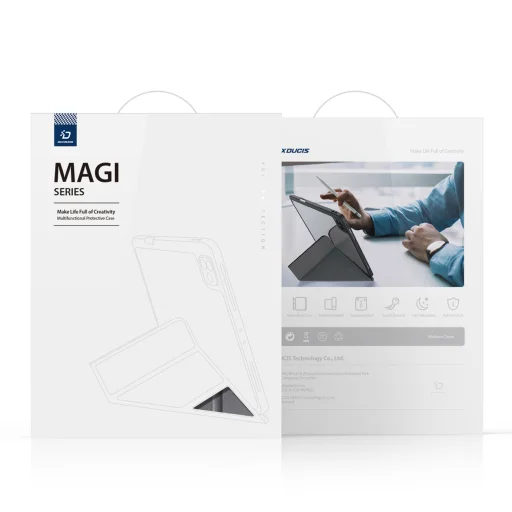 iPad 10.2'' 2021/2020/2019 Dux Ducis Magi tok Apple Pencil tárolóval szürke - 10