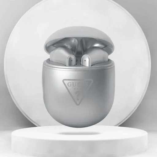 Guess True Triangle Logo BT5.0 4H sztereó fülhallgató fényes ezüst bluetooth TWS - 3